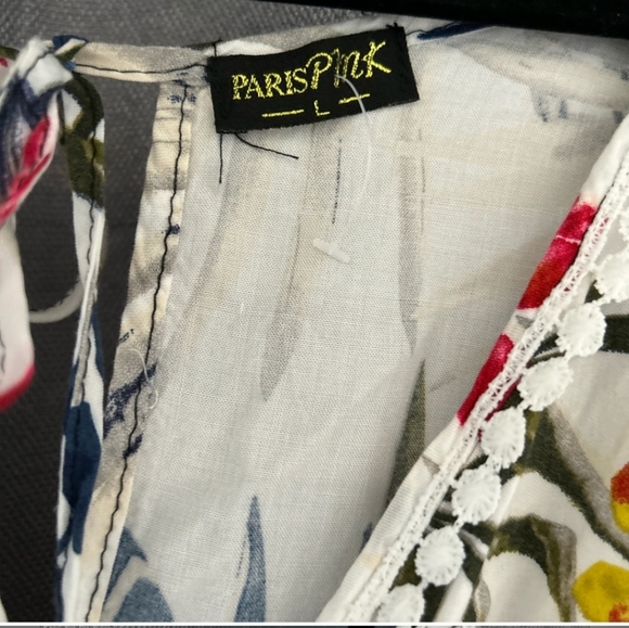 Paris Pink White Floral Romper - Picture 6 of 7